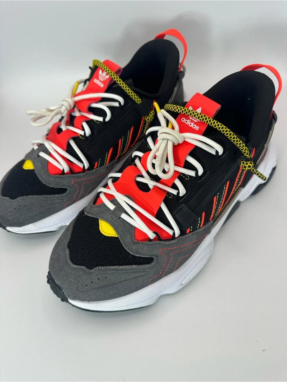 adidas Ozweego Black Gray Red Yellow Athletic Sneakers